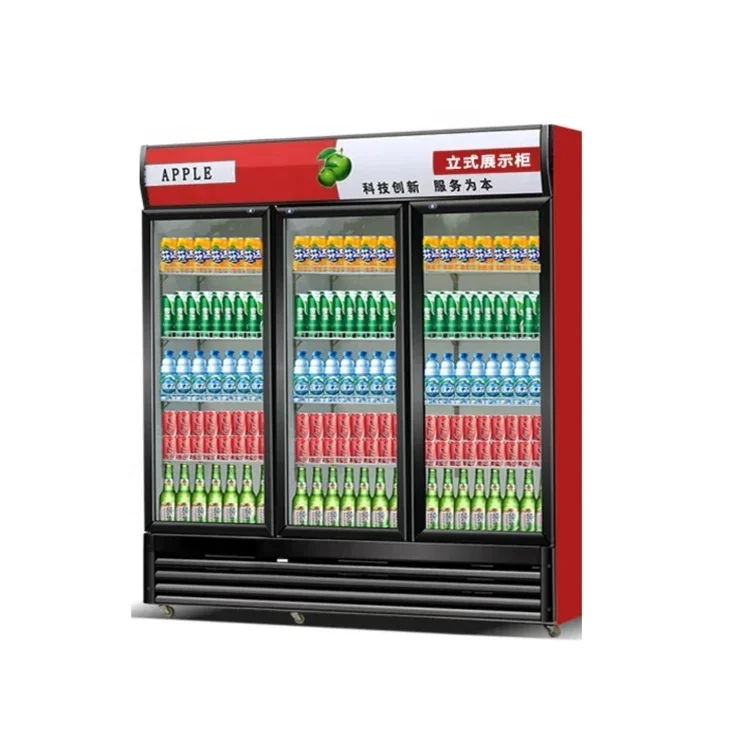 Three door commercial liquor cabinet Beverage display cabinet refrigerated glass door supermarket restaurant convenience store