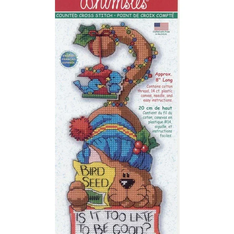 Amishop Top Quality Lovely Counted Cross Stitch Kit Dog Puppy Ornament Ornaments Bird Seed Is It Too Late To Be Good Dim 72870