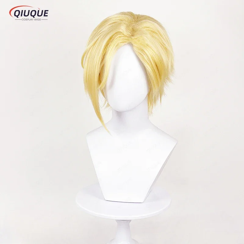 Peluca de Anime Moriarty The Patriot Louis James Moriarty, peluca de Cosplay rubia corta, pelucas de cabello sintético resistentes al calor, gorra