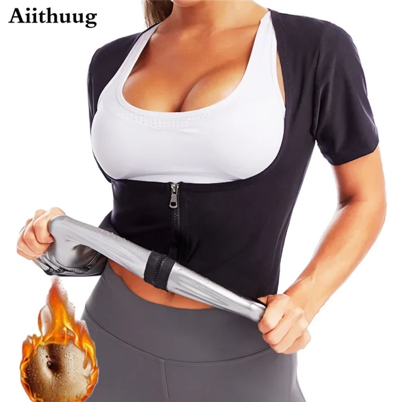 

Aiithuug Women Hot Waist Cincher Sweating Zipper Shapewear Workout Sweat Tank Top Slimming Vest Sauna Shirt Neoprene Compression