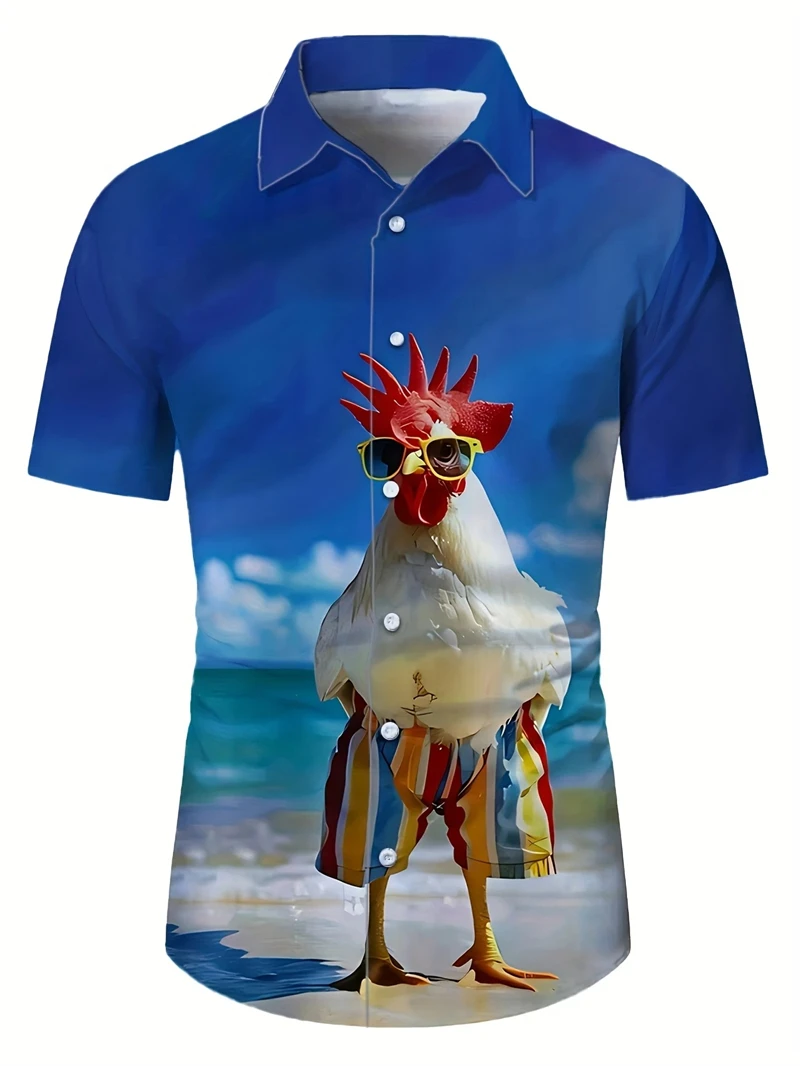 

Rooster Pattern Men's 3d Printed Short-sleeved Shirt Men's Funny Casual Tops Short Sleeves Suitable For Men's Clothing 2025 New