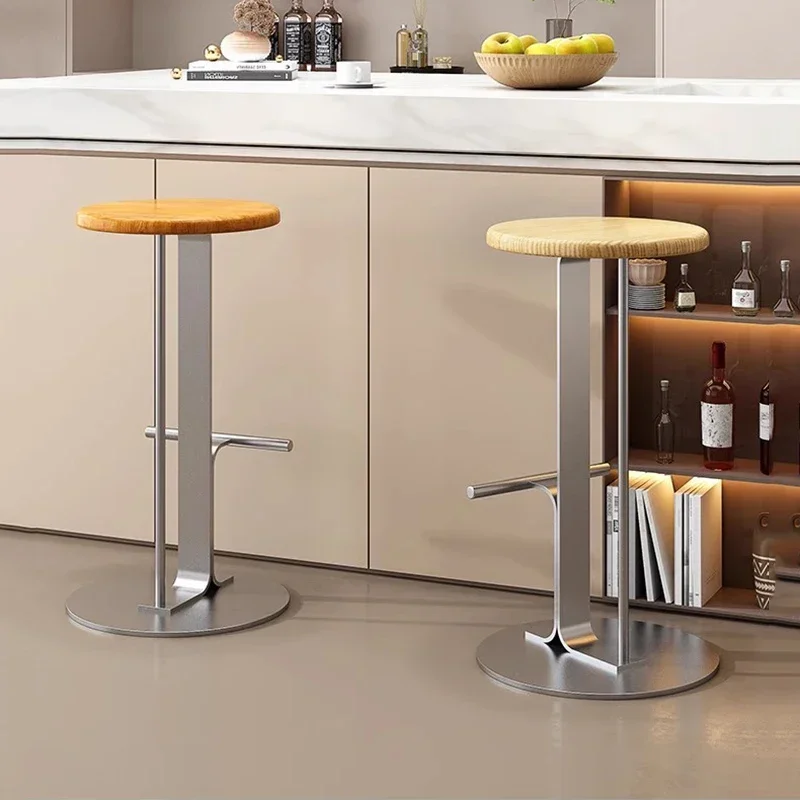 Luxury Nordic Luxurys Stools Reception Modern  Leather Kitchen Counter Stools Wooden Designer Sillas Bar Furniture