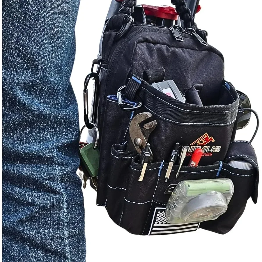 منظم حقيبة الأدوات المغناطيسية اليد الثالثة - حقيبة أدوات مدعومة بالمعدن لفنينيي الميكانيكا الكهربائيين - أسود مع مغناطيس