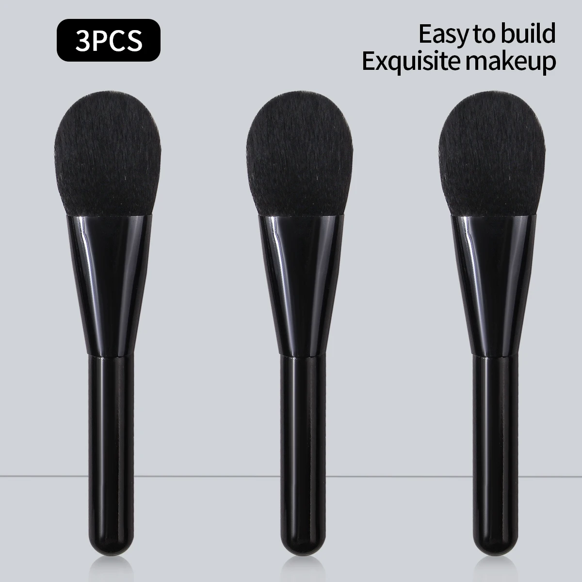 3 pçs todo-preto escova de blush de cerdas macias configuração escova de pó multi-funcional portátil ferramenta de pincel de maquiagem para iniciantes