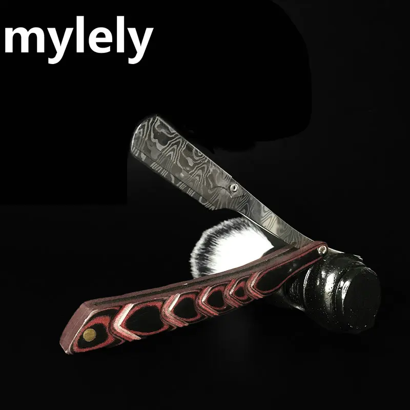 Men's Barber Wooden Trimmer Manual Shaver Professional Straight Edge Stainless Steel Sharp Barber Razor Folding Shaving Knife