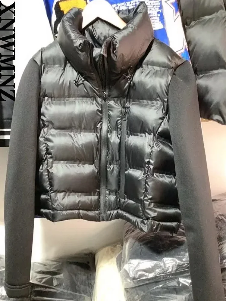 XNWMNZ-Chaqueta acolchada con parche para mujer, abrigo Cálido impermeable de cuello alto y manga larga con dobladillo ajustable, a la moda, 2023