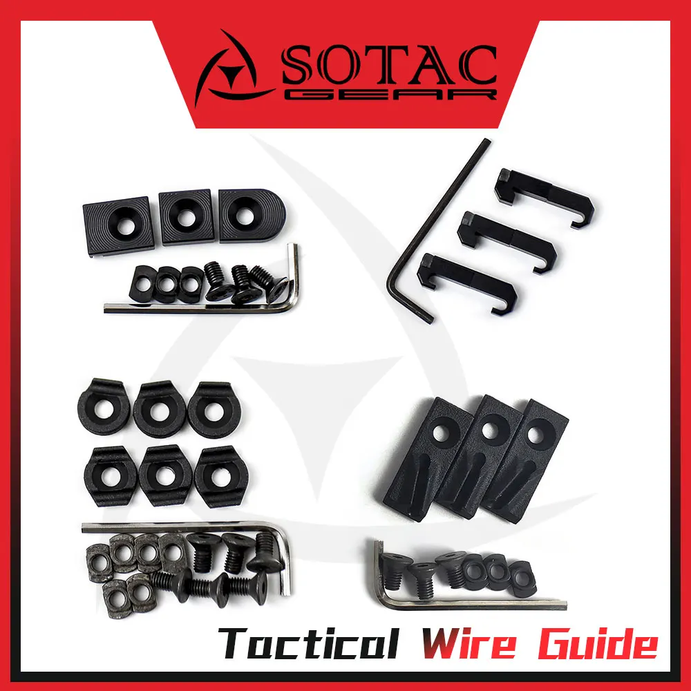 SOTAC-GEAR 3PCS MLOK Switch Cable Clip Wire Guide System For M300 M600 PEQ Light Cable Management Picatinny Rail Metal/Nylon