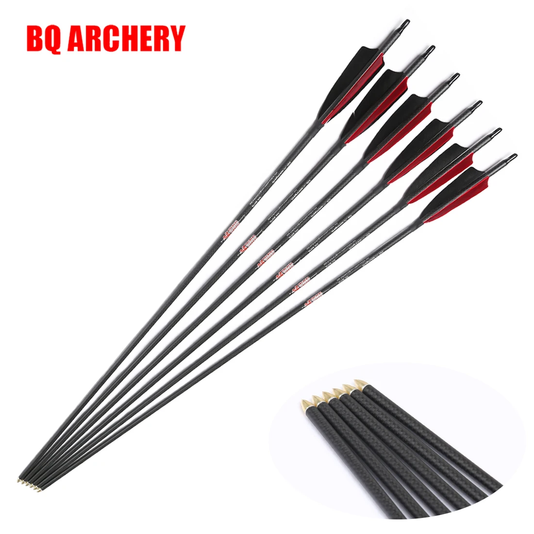 

Archery 3K Pure Carbon Arrows, Spine 250-800 Spine, Turkey Feather, Recurve, Compound Bow, Hunting, Shooting, ID, 6.2mm