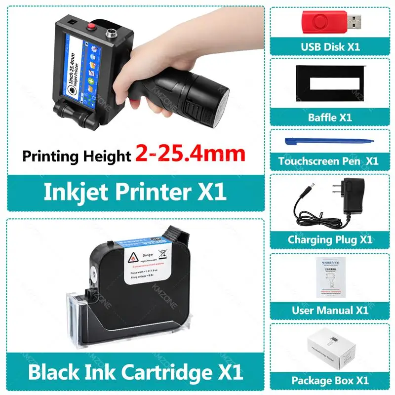 New! 25.4mm Handheld Inkjet Printer Gun Portable For Metal Expiry Date Barcode QR Code Batch Numbers Best Value Logo Printing