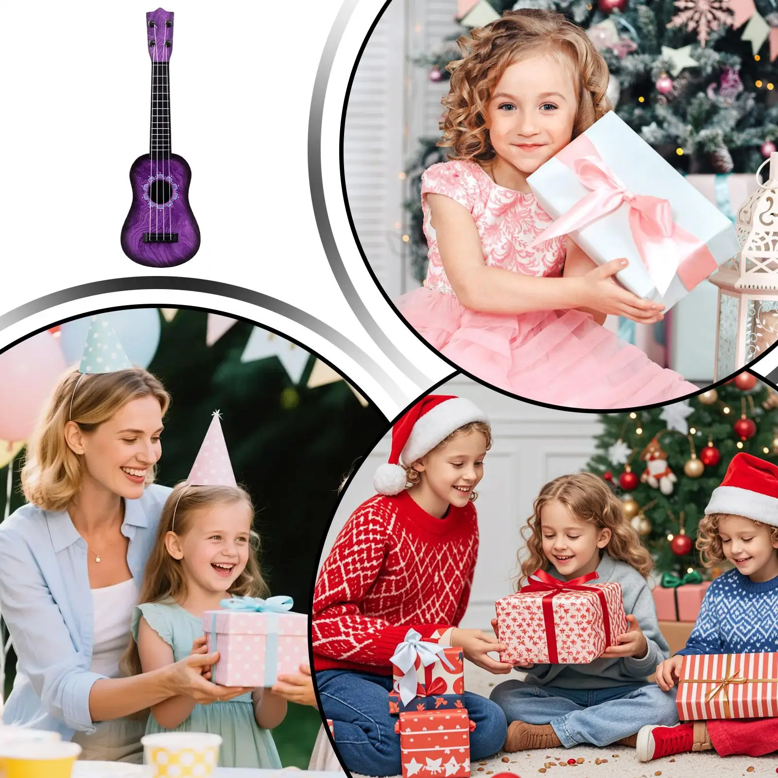 Kids Ukulele 4-string Musical Toy Instruments Children Educational Ukulele For Kindergarten Classroom Party Playroom Travel