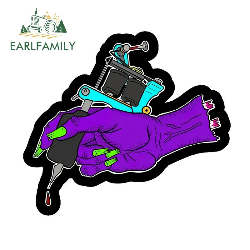 EARLFAMILY 13cm x 11.5cm for TATTOO MACHINE Car Stickers Windows Trunk Motorcycle Car Accessories Decal Waterproof Campervan