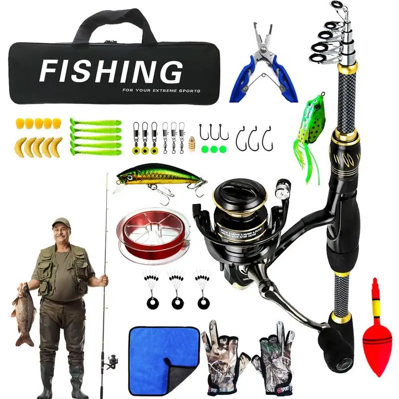 

Fishing Poles And Reels Combo Spinning Reels Kit Fishing Combos With Telescopic Fishing Pole Spinning Reels Fishing Carrier Bag