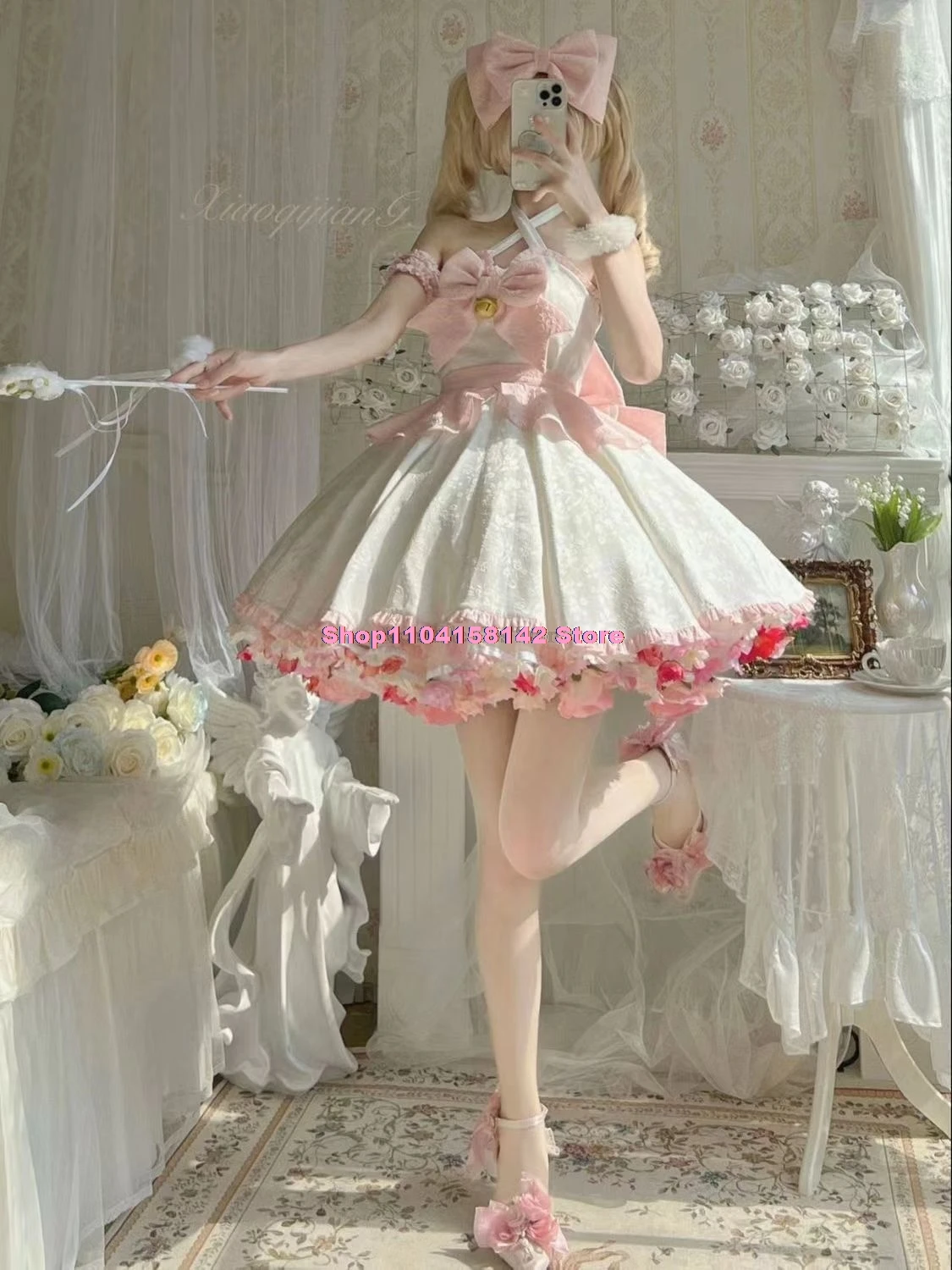 Sexy Lolita Roze Meid Jurk Japanse Lieve Vrouwen Kawaii Jurk Rollenspel Kostuum Halloween Feest Cosplay Anime Kawaii Kleding