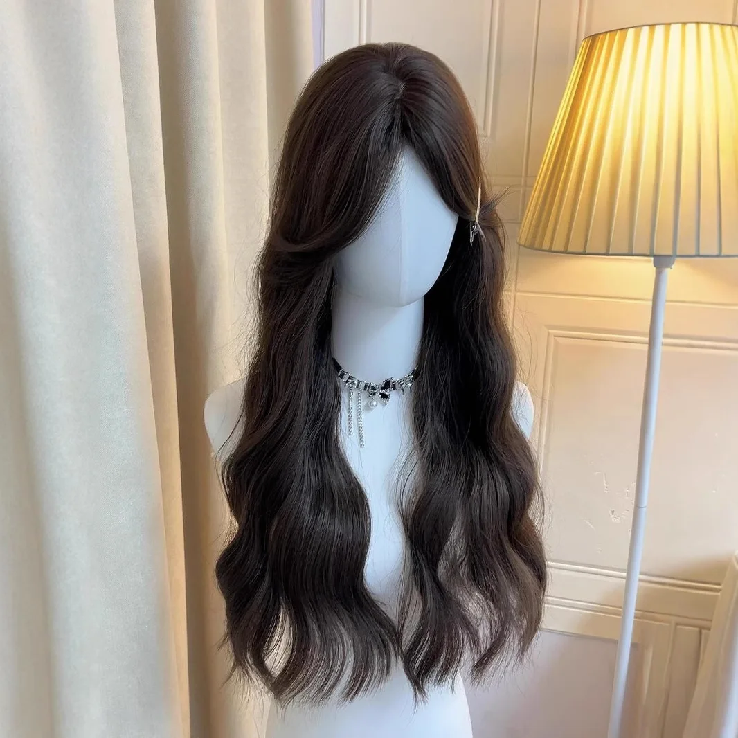 شعر مستعار نسائي طويل، شعر طبيعي متوسط مكون من ثمانية أحرف، شعر مجعد طويل مموج مائي، غطاء رأس كامل، شعر محاكاة رقيق #3