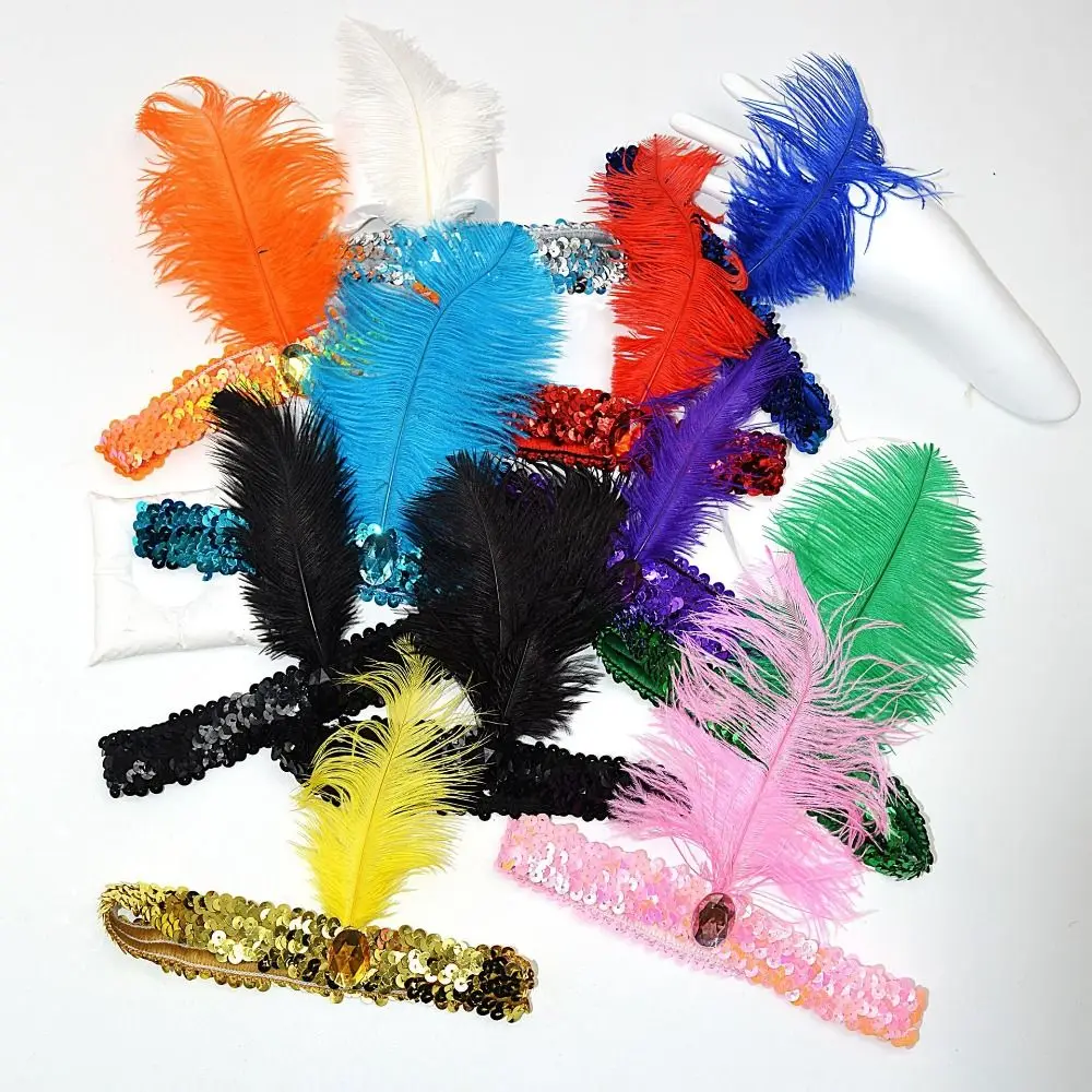 Elegant 1920s 1920s Flapper Headband with Gem Vintage Sequins Headbands Sparkly Gatsby Headpiece Halloween Costume Accessory