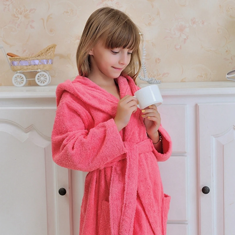 Child Bathrobe Hooded Kids Girls Hooded Bathrobe Child Toddler Boys Bathing Towel Robe Cute Winter Baby Clothing Sleepwear