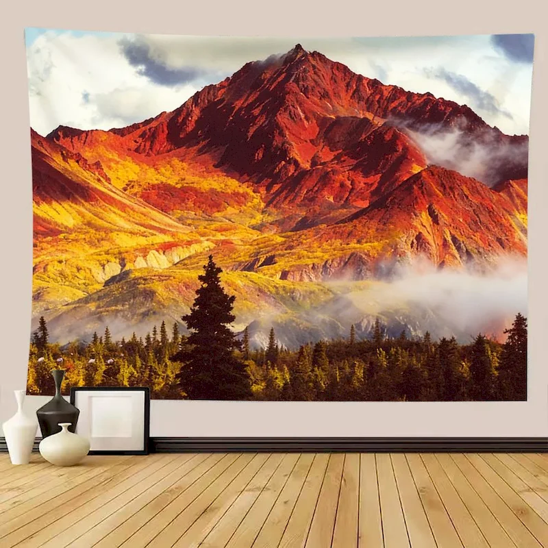 VIKAMA Snow Mountain Landscape Tapestry Cloud Lake Sunrise Natural Wall Hanging Wilderness Background Cloth Home Decoration