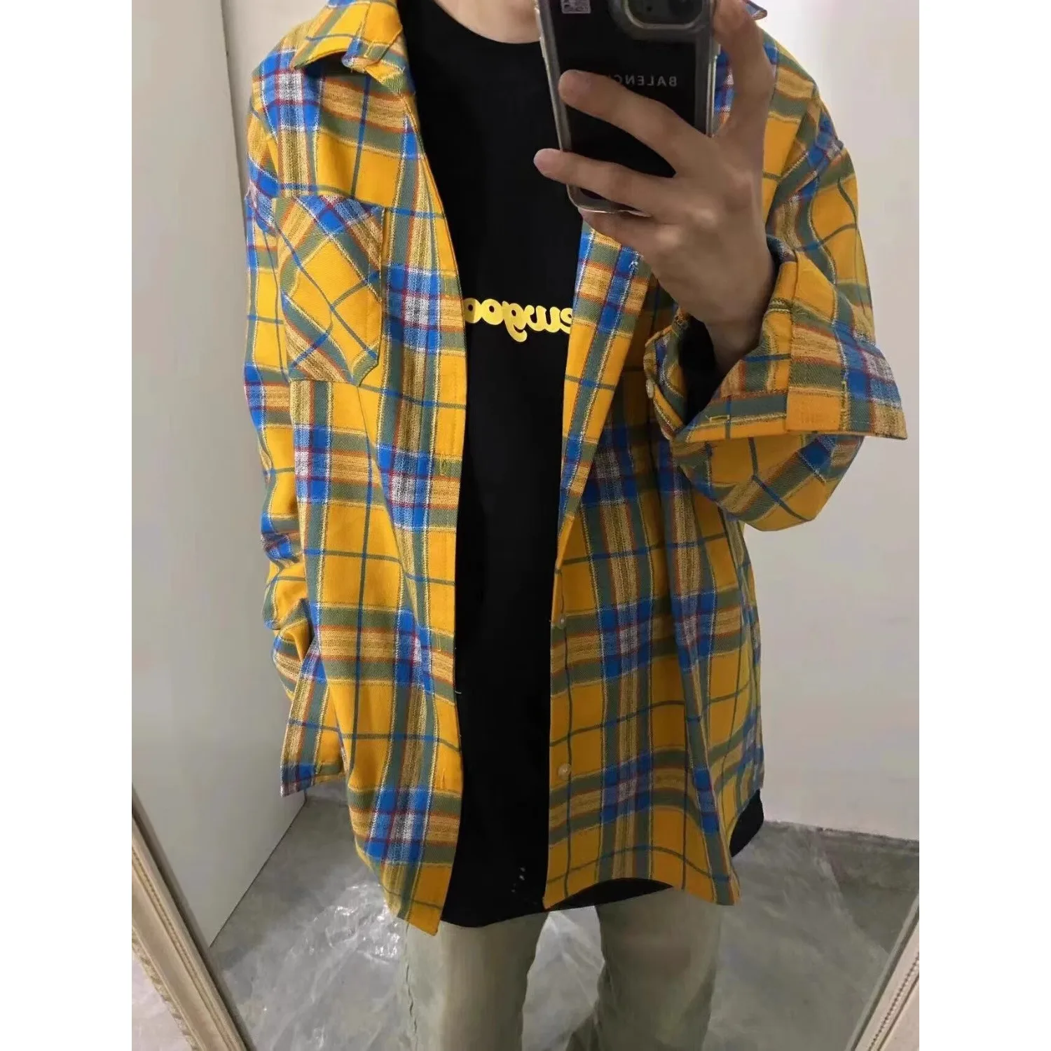 

Autumn Winter Large Size Plaid Long Sve Men's irt Inner Wear Casual Sle Polyester Fiber Spring Autumn Season Regular Fit