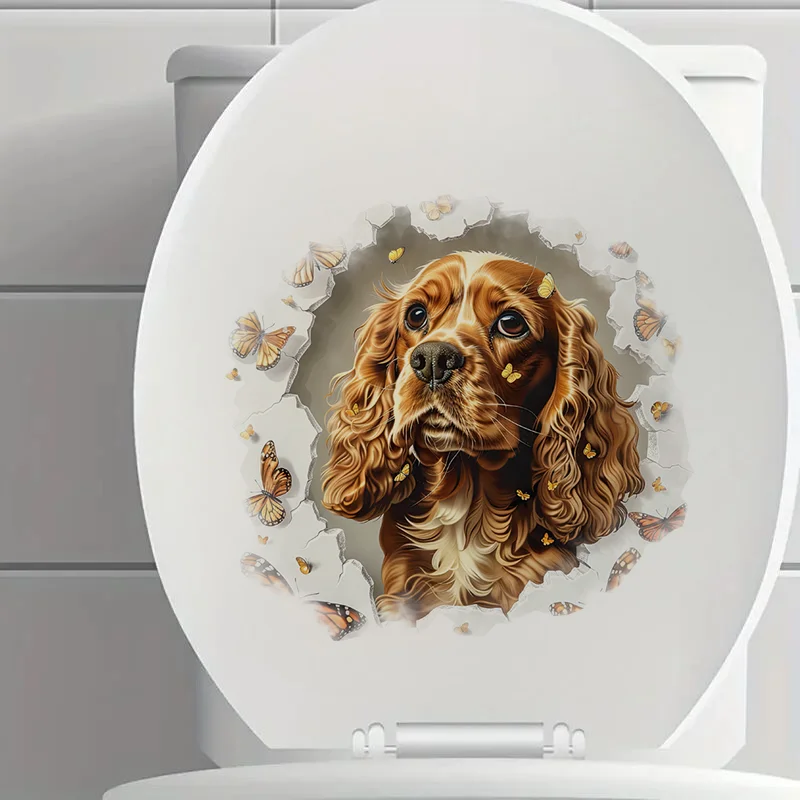 T2268# Cocker Spaniel Toilet Stickers Decoration for Living Room, Wall, Bedroom
