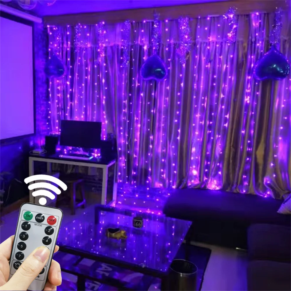 8 وضع LED عطلة USB الستار سلسلة أضواء 3M 6M عيد ميلاد الديكور جارلاند عيد الميلاد الجنية ضوء حفل زفاف ديكور المنزل #4