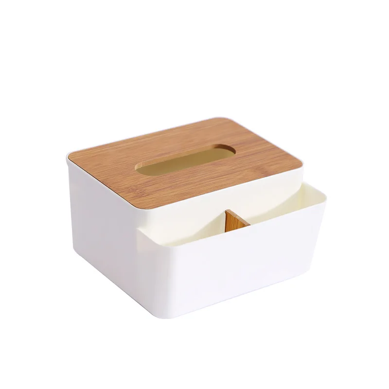 Office Desktop Multifunctional Tissue Box Toilet Waterproof Bamboo Wooden Paper Box Household Japanese Plastic Storage Box