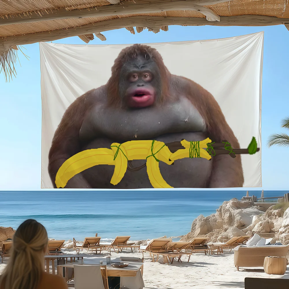 Meme Monkey-Flagge zur Dekoration, für Picknick im Freien, zum Aufhängen, für Zuhause, Camping, Party, Banner