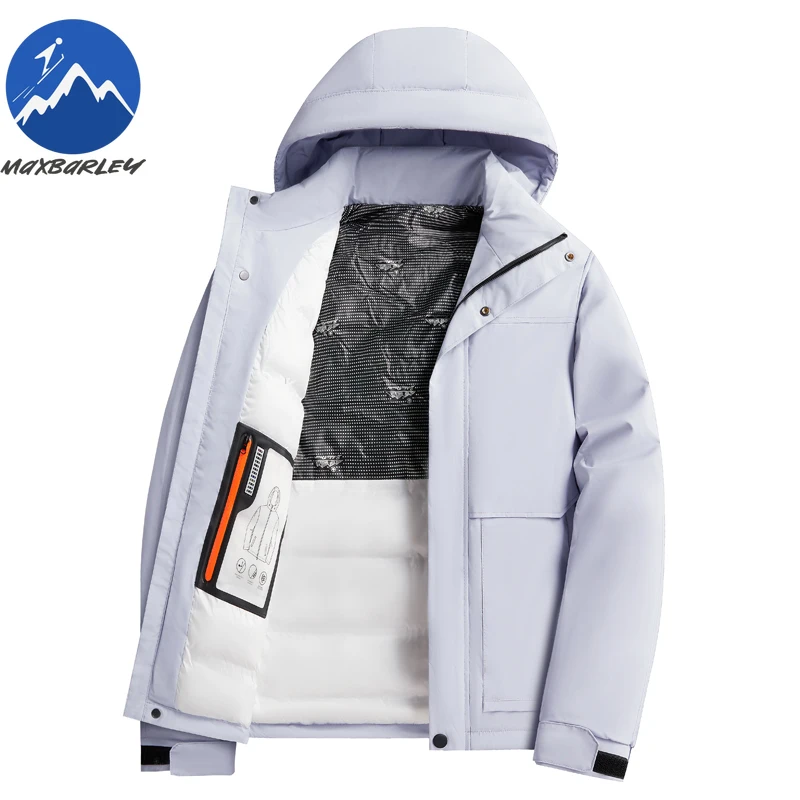سترة Maxbarley للرجال من الجرافين مريحة للمغامرة الخارجية سترة سميكة دافئة بغطاء للرأس قابل للفصل ملابس شتوية مقاومة للرياح