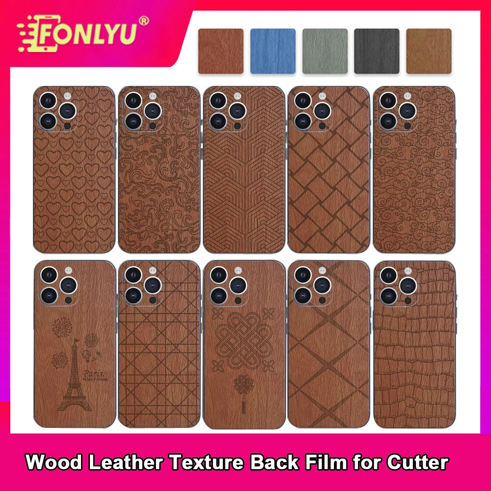 

FONLYU Wood Leather Back Skin Sticker for Phone Screen Protector Cutting Machine Embossing Real Films for Back Glass Cover