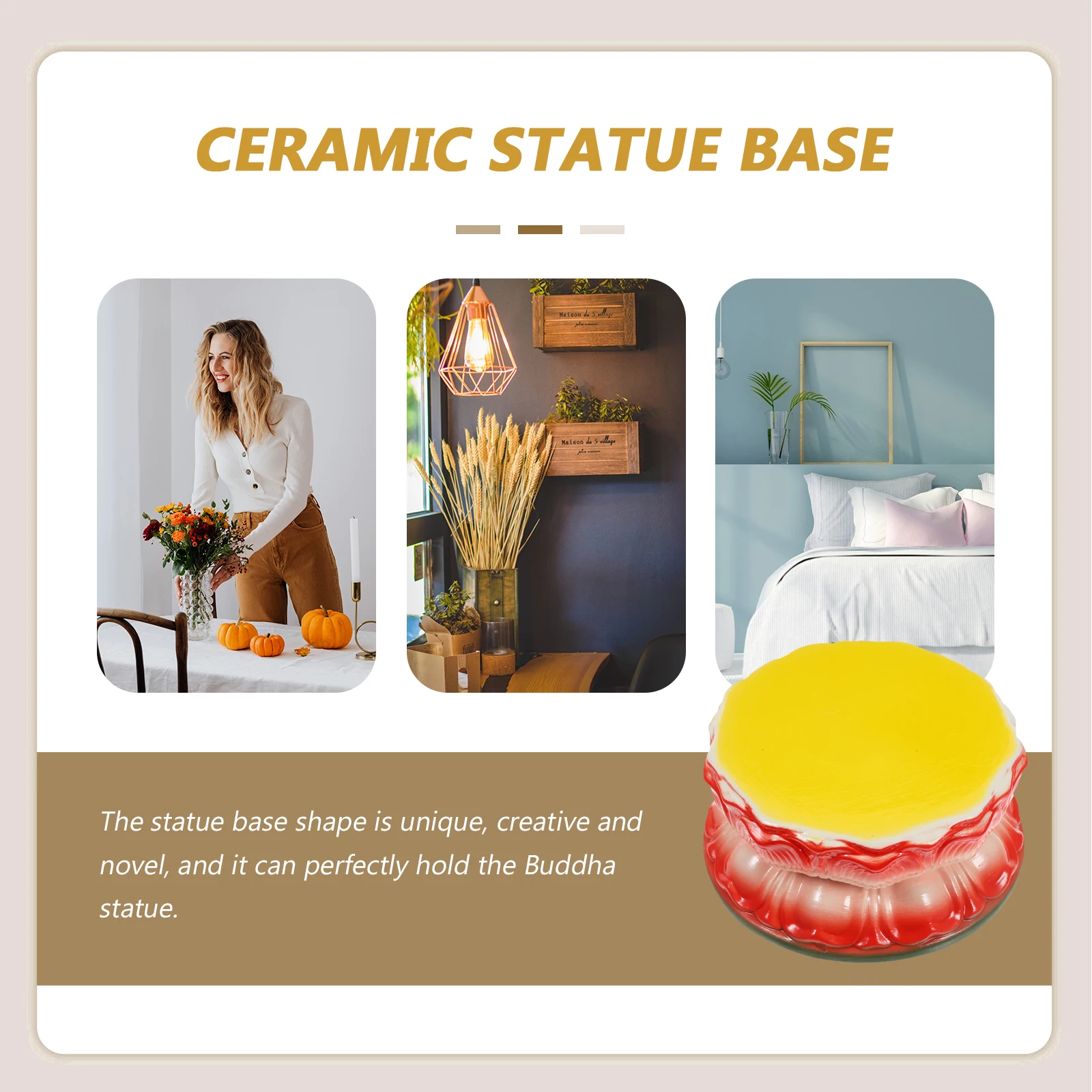 

Avalokitesvara Statue Base Ceramic Material Unique Design Exquisite Workmanship Lotus Pedestal Home Decor Gift