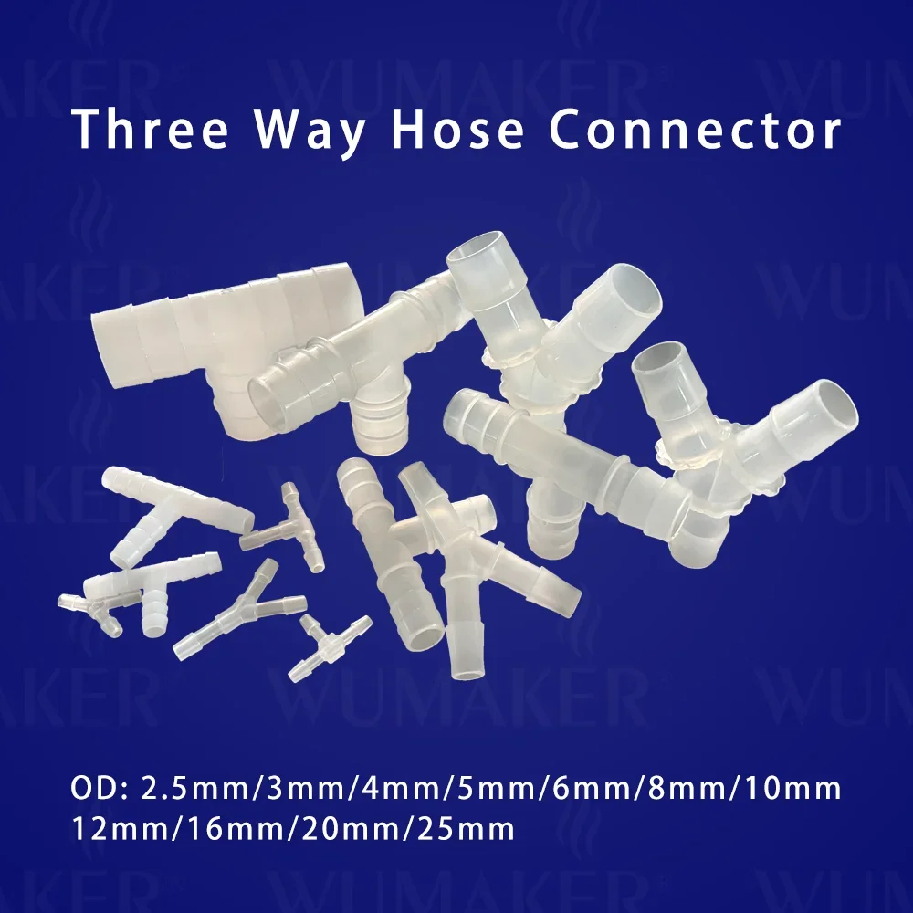 

T-Style Y-Style Tee Hose Connector Barb Fitting Y T Shaped 3 Way Plastic Tubing Joint Air Water Flow Splitter for Lab Irrigation