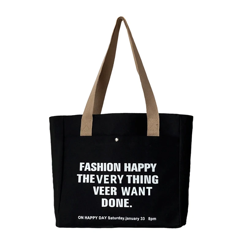 Women S Casual Letter Canvas Shoulder Bag Simple And Fashionable Tote Bag