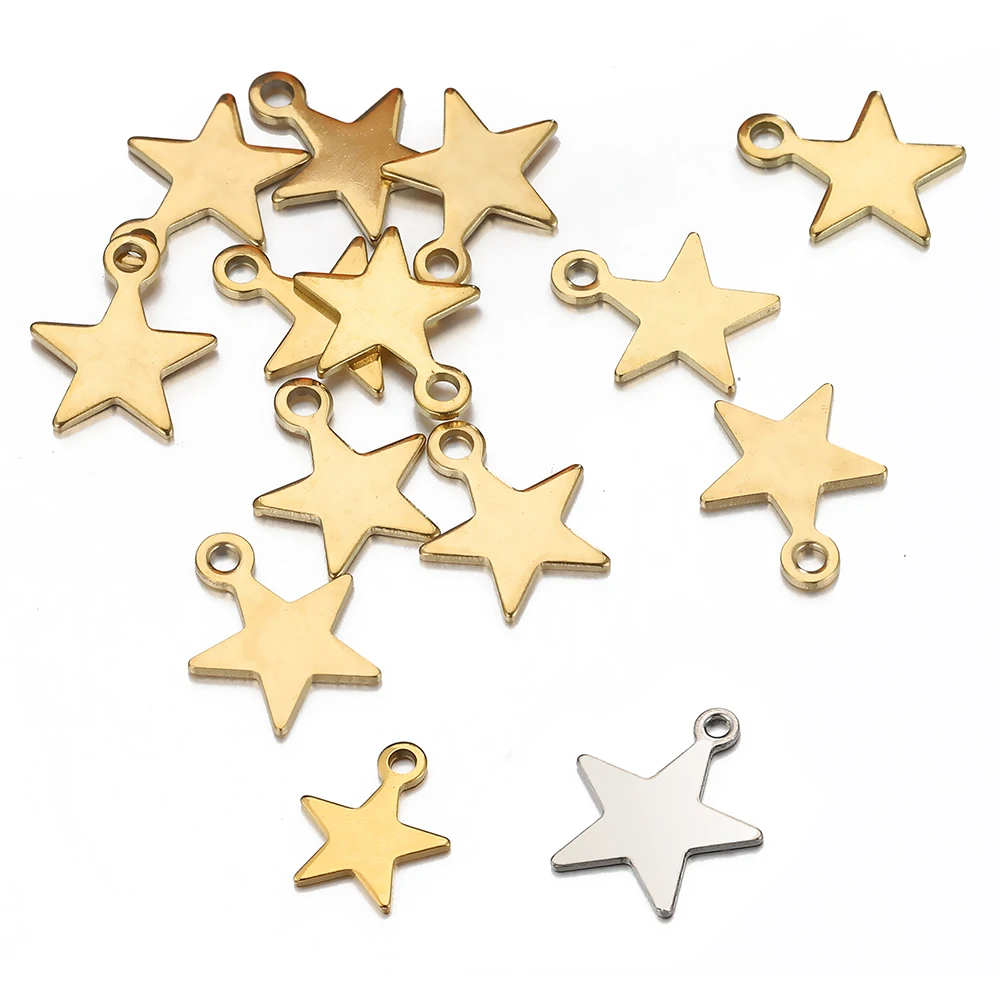 20-50pcs/lot Stainless Steel Star Charms Pendant for DIY Jewelry Making Women Earrings Necklace Bracelet Fashion Accessories