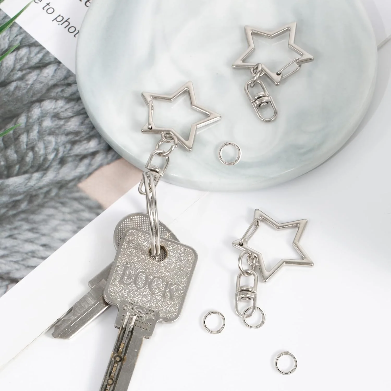 Picture 7: 20/30sets star-shaped alloy lobster claw buckles with rings,suitable for DIY crafts ,holiday gift,bag,keychains,doll accesories