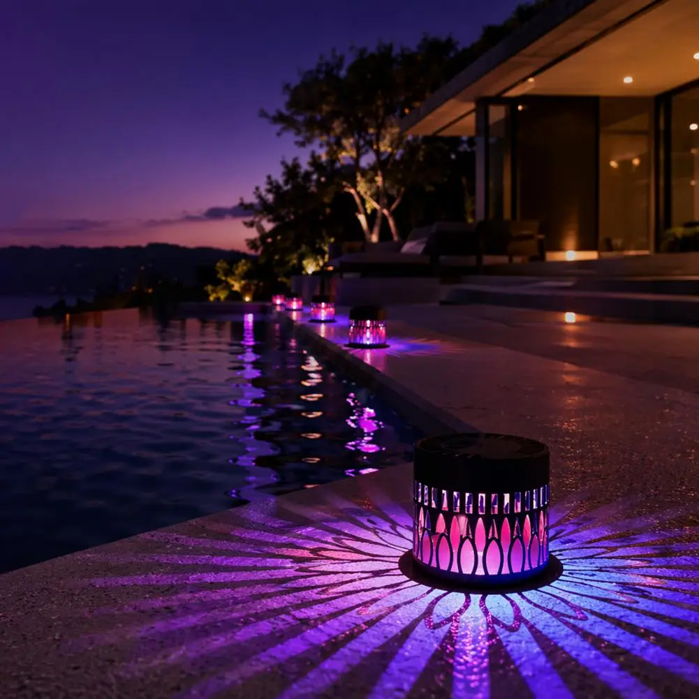 

Solar Flower Wall Lights Color Changing Outdoor Waterproof Metal Sconce Floral Pattern Decor for Yard Garden Patio Backyard