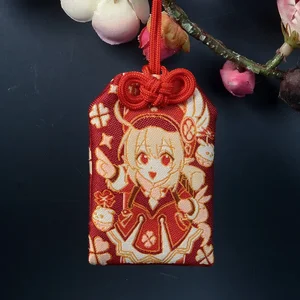 Anime jogo impacto zhongli hutao venti xiao criativo bordado orar fortuna omamori pingente boa sorte amuleto quimono orar presente 8 principais vendas amuletos e talismãs poderosos - №3