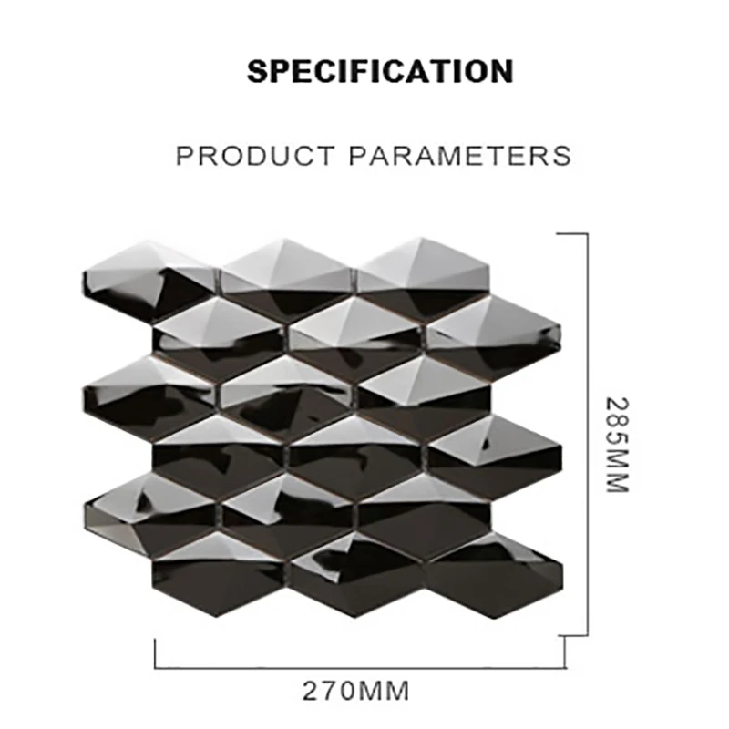 13 szt. Luksusowa diamentowa sześciokątna metalowa płytka mozaika ze stali nierdzewnej w salonie weranda ściana kij ceglany modna dekoracja