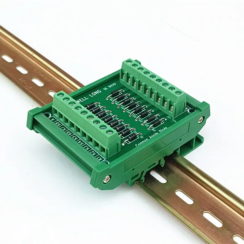 DIN Rail Mount 1N4007 1 Amp 1200V Common Anode 16 Diode Network Module.