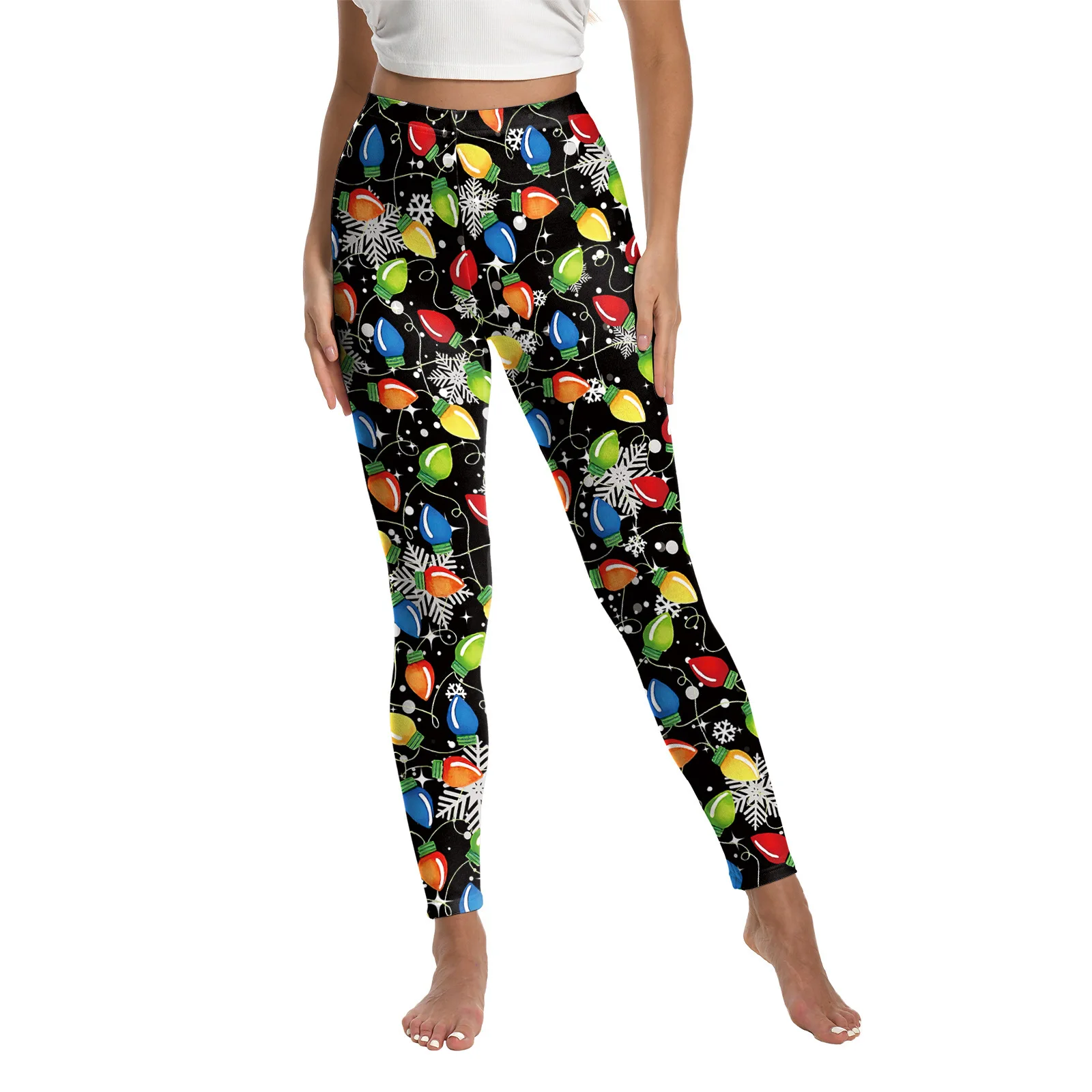 2024 New Women's Printed Sports Yoga Pants Peach Hip Elastic Leggings For Women