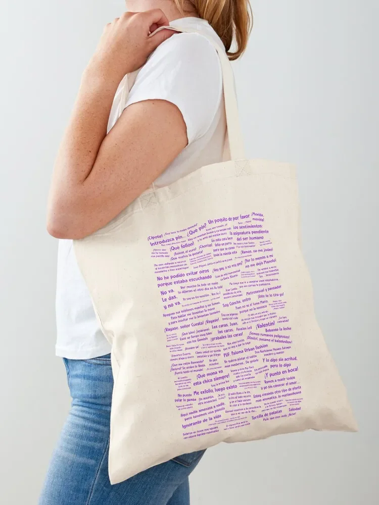 Phrases Here There Is No Who Alive (purple letters) Tote Bag shopper bags for women custom tote bag Handbags Tote Bag