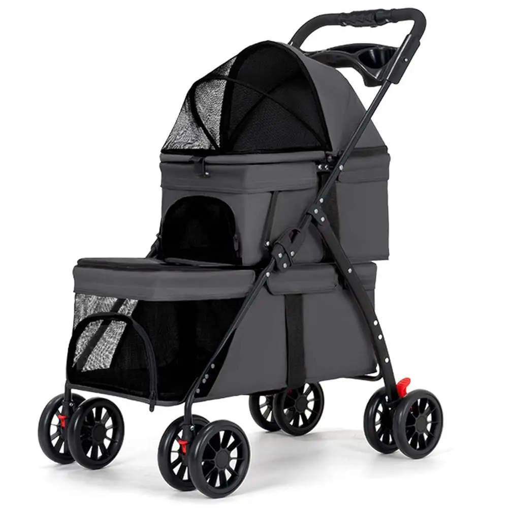 

Pet Stroller for Small Dogs with 360° Swivel Wheels and Cup Holder, Ideal for Outdoor Adventures (Black)