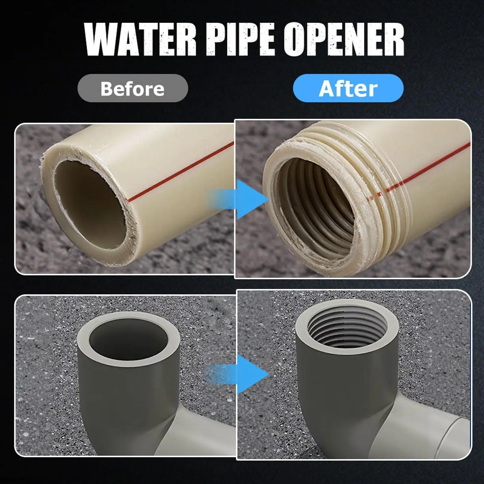 4 Sets of Pipe Thread Kit G1/2 Internal and External Threader Electric Drill Drive Thread Cutting Tool Durable Pipe Repair Tool