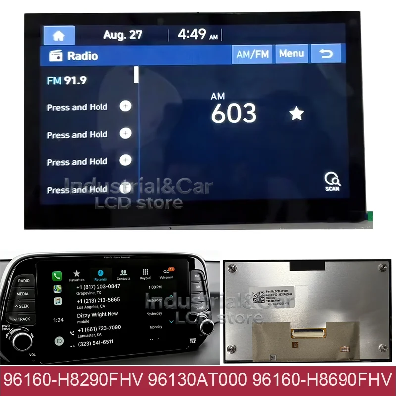 

Replacement LCD Display Touch Screen For Hyundai Solaris 2 2017- 2023 96160H5400TT6 96160-H8690FHV 96130AT000 96160-H8290FHV