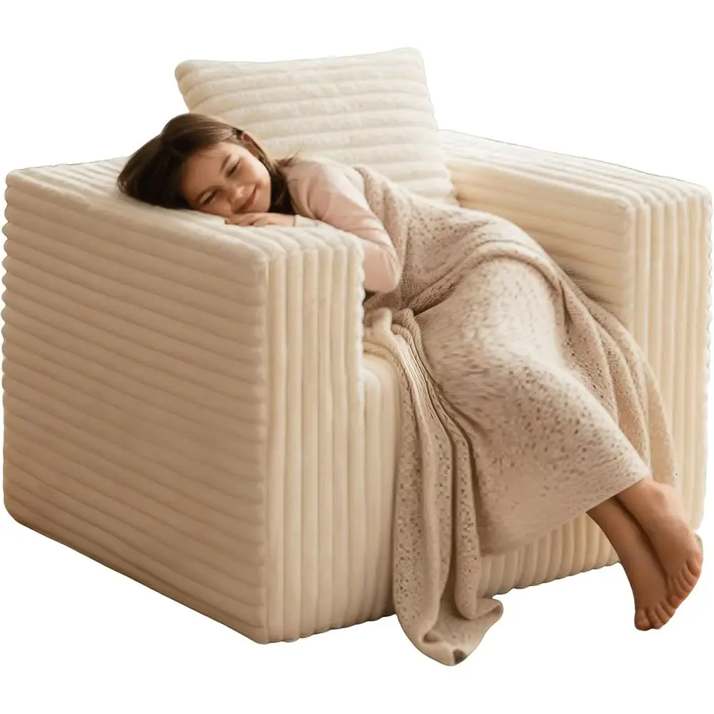 

Роскошное кресло-мешок увеличенного размера с высокой спинкой и широкими подлокотниками, идеально подходит для небольших помещений, плюшевые диваны с подушками для гостиной