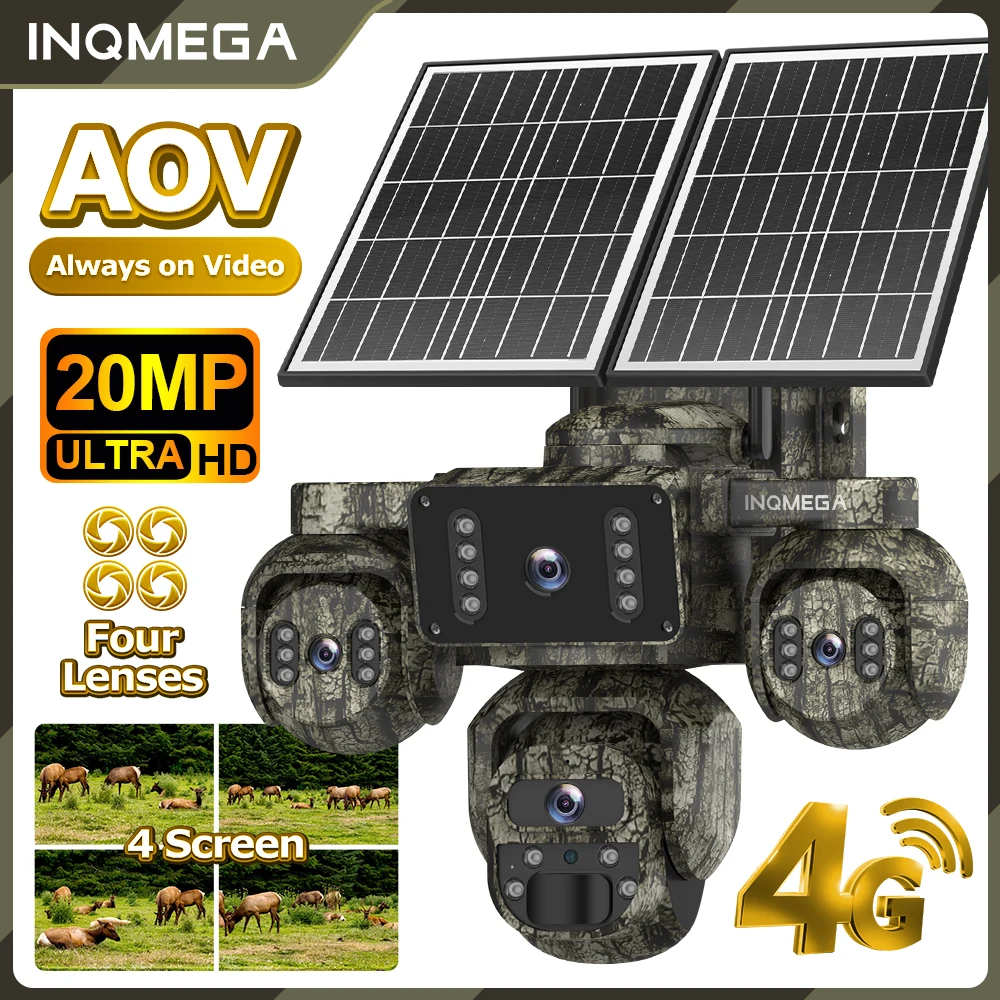 Solar Outdoors Camera 4G/WIFI 20MP 4-screen all-day recording PIR Human Detect Waterproof Night Vision CCTV Security Protection image 3