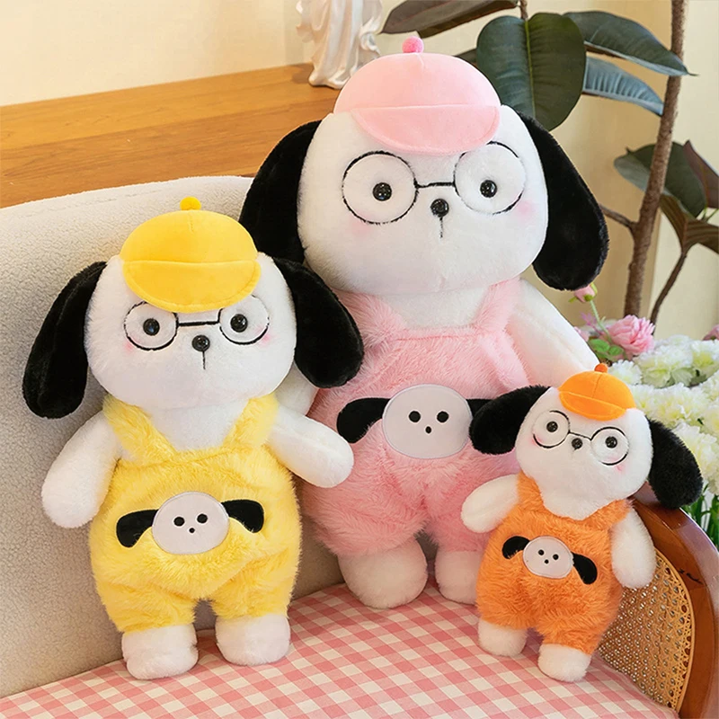 

Adorable Plush Dog with Hat Glasses and Clothes Cartoon Stuffed Animal Toy for Kids Birthday Xmas Gift Cuddly Sleep Buddy Doll