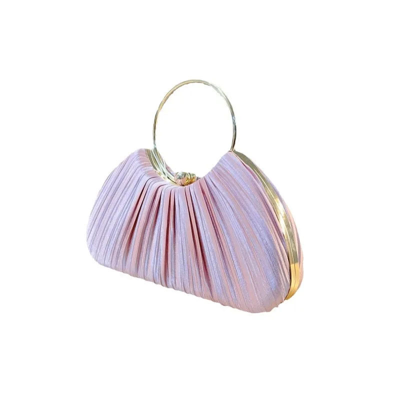 

2025 New Fashion Elegant Handbag Pleated Party Evening Bag Princess Celebrity Banquet Shoulder Slanting Tote Bags