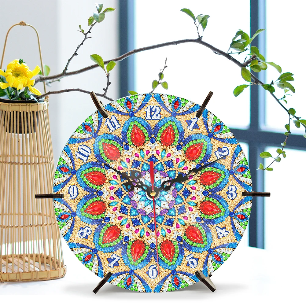 

Mandala Special Shape Diamond Art Clock Pendants Kit Battery Operated Diamond Painting Hanging Ornaments Living Room Decoration