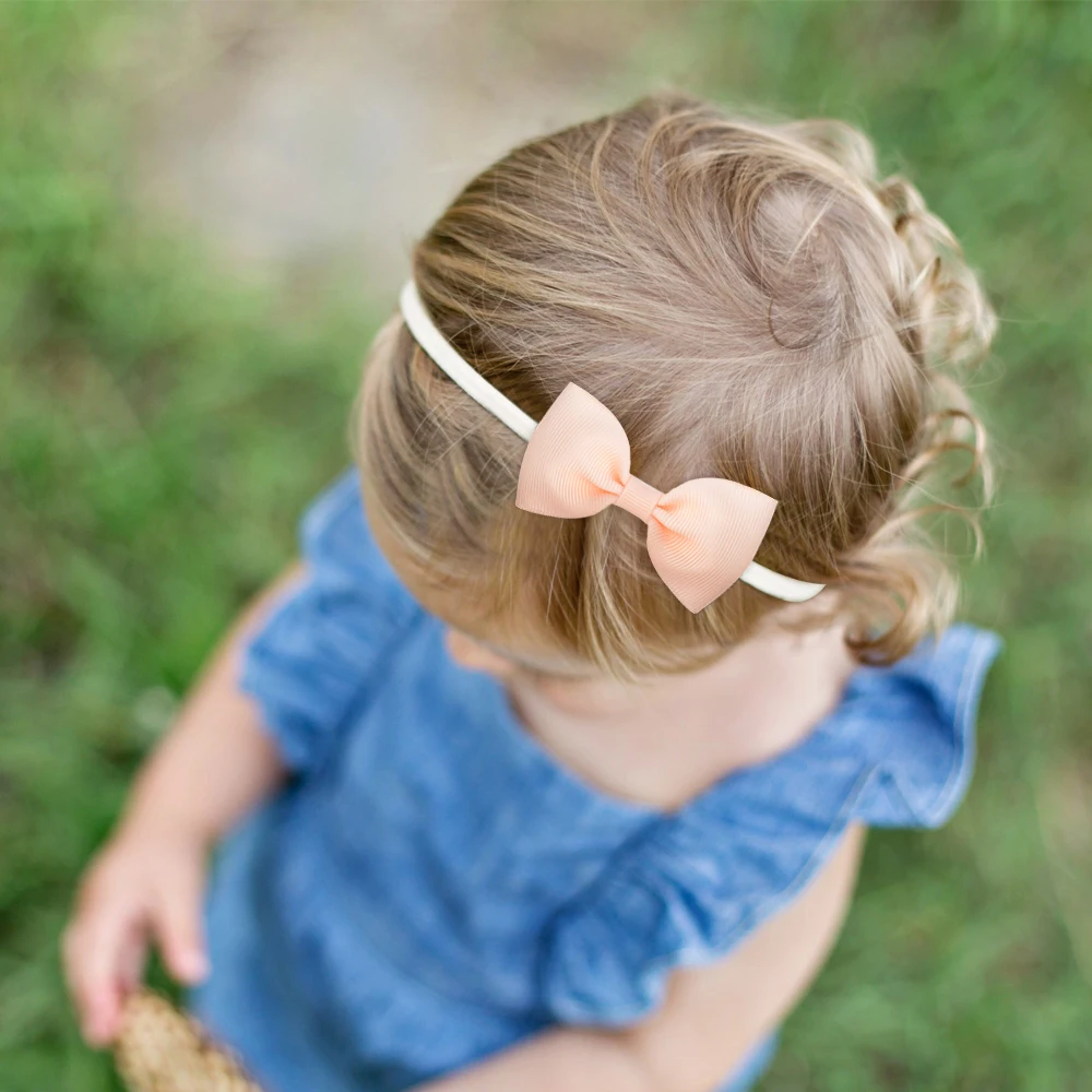 6Pcs/Set Solid Color Kids Headwear Elastic Hair Bands for Baby Cute Ribbon Bowknot Headband Infant Girls Hair Accessories