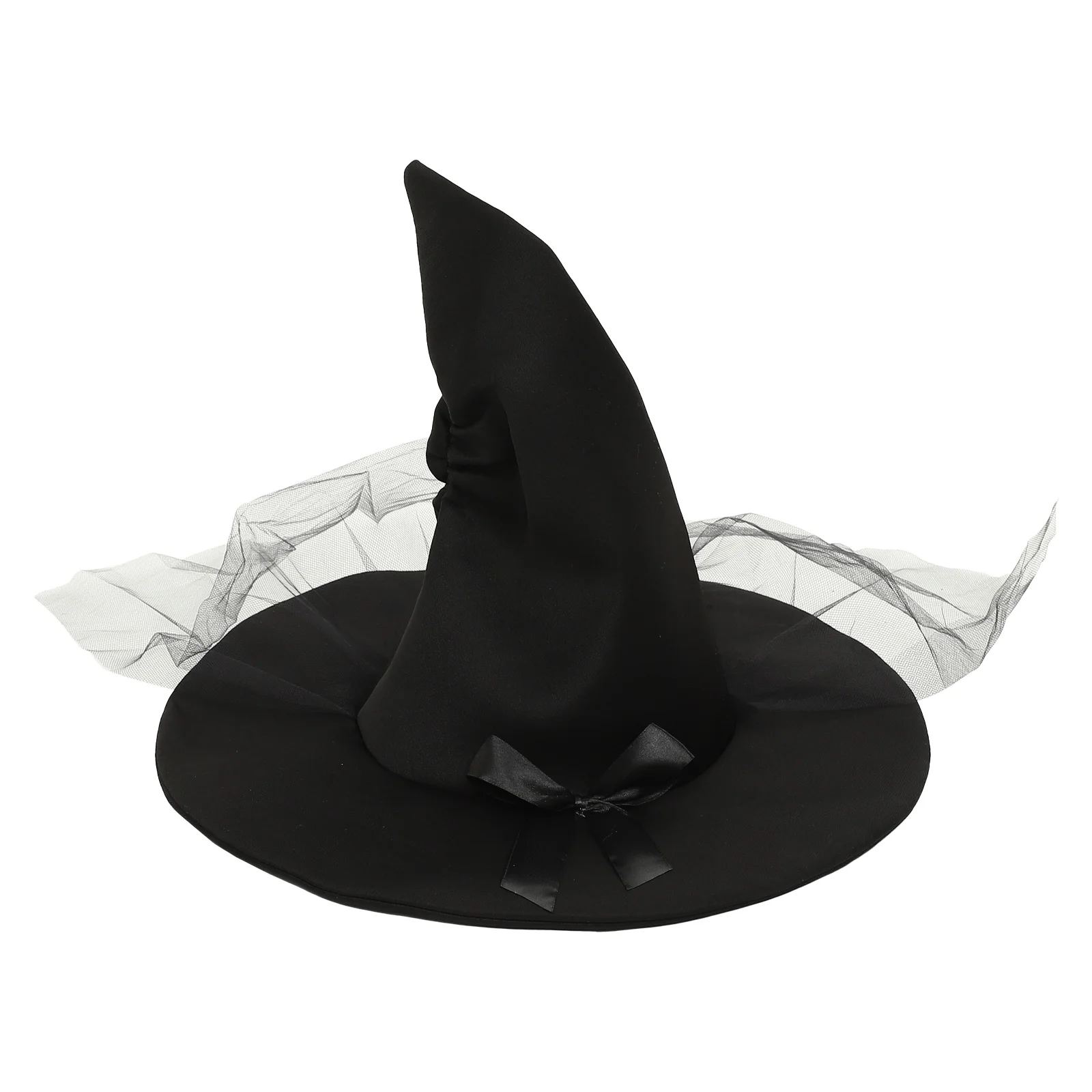 

Wizard Hat Halloween Bow Headb Cloth Party Cosplay Witch Portable Dress Wrinkle Design Style Festive Charm Elegant Long Use