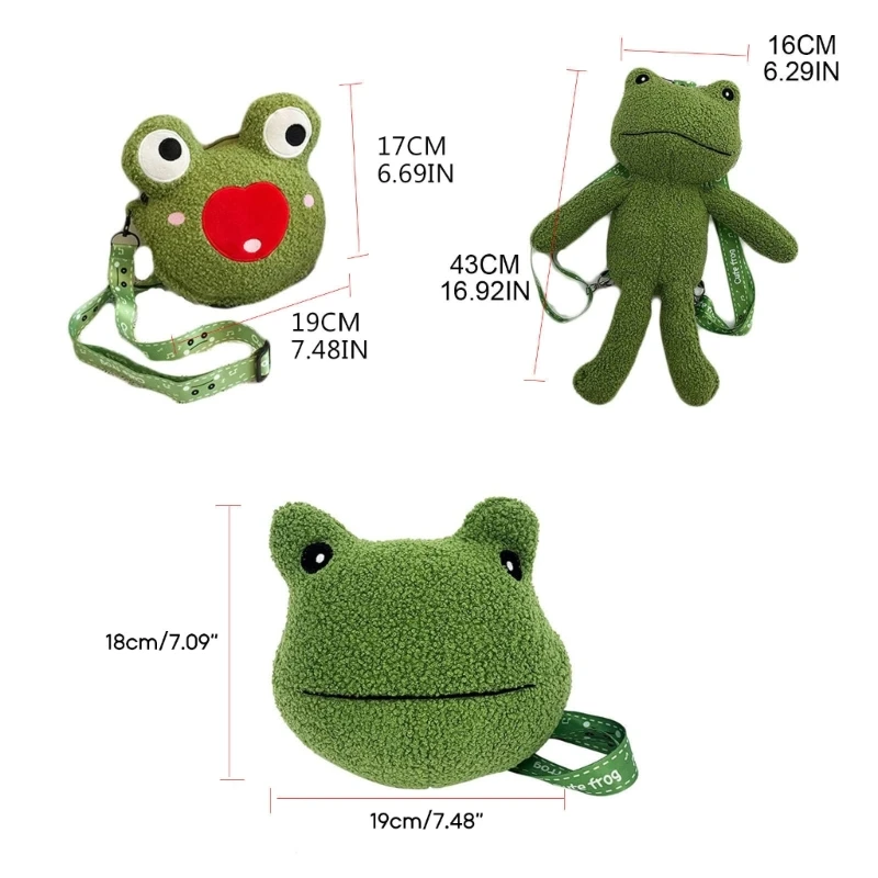 à bandoulière en peluche dessin animé pour poupée, messager laid mignon pour grenouille pour Dai